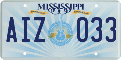 MS license plate AIZ033