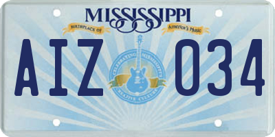 MS license plate AIZ034