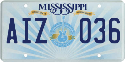 MS license plate AIZ036