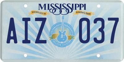 MS license plate AIZ037
