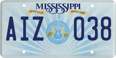 MS license plate AIZ038