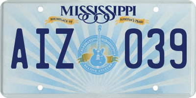 MS license plate AIZ039