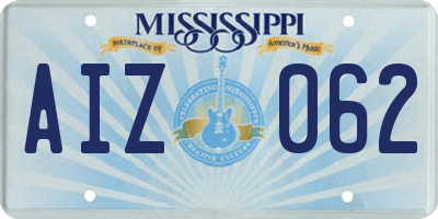 MS license plate AIZ062