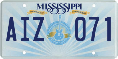 MS license plate AIZ071