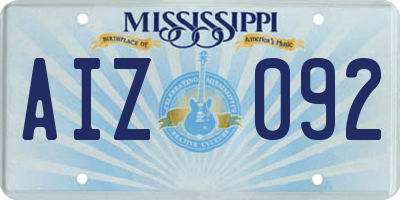 MS license plate AIZ092