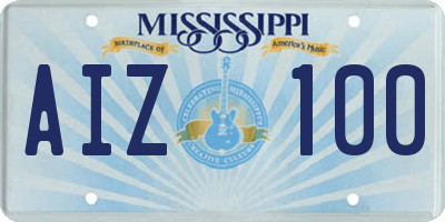MS license plate AIZ100