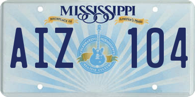 MS license plate AIZ104