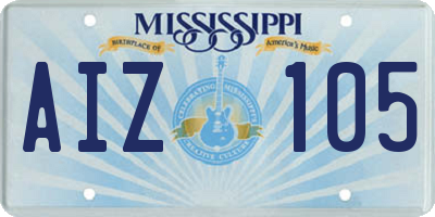 MS license plate AIZ105