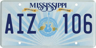MS license plate AIZ106
