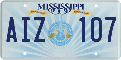 MS license plate AIZ107