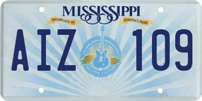 MS license plate AIZ109