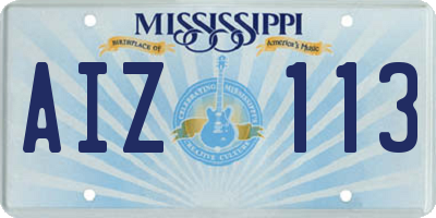 MS license plate AIZ113