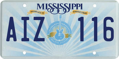 MS license plate AIZ116