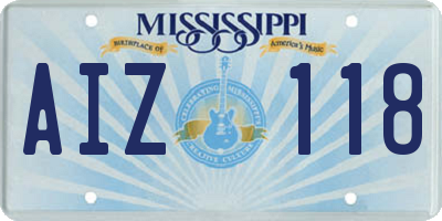 MS license plate AIZ118