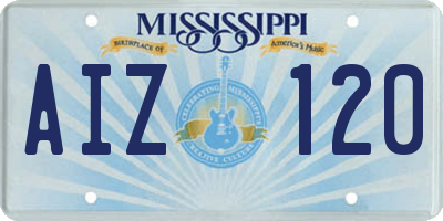 MS license plate AIZ120
