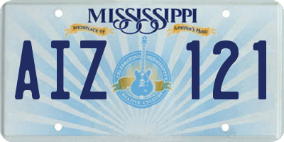 MS license plate AIZ121