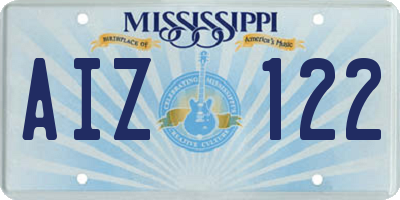 MS license plate AIZ122