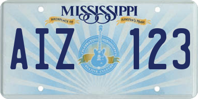 MS license plate AIZ123