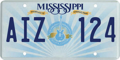 MS license plate AIZ124