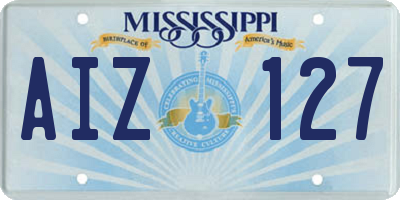 MS license plate AIZ127