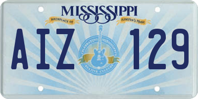 MS license plate AIZ129