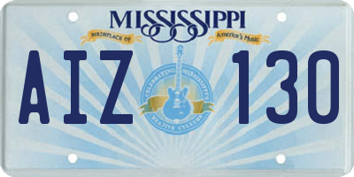 MS license plate AIZ130