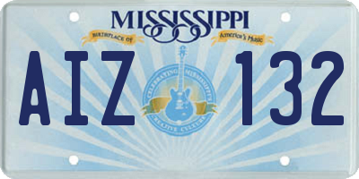 MS license plate AIZ132