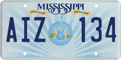 MS license plate AIZ134
