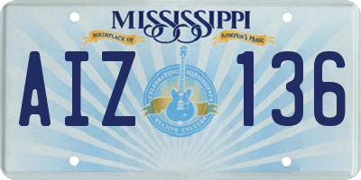 MS license plate AIZ136