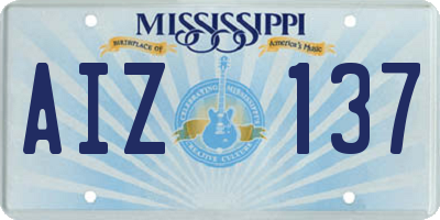MS license plate AIZ137