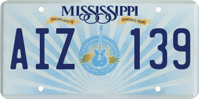 MS license plate AIZ139