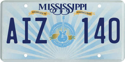 MS license plate AIZ140