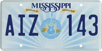 MS license plate AIZ143