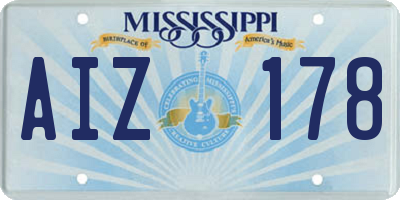 MS license plate AIZ178