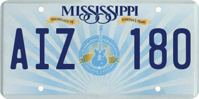 MS license plate AIZ180