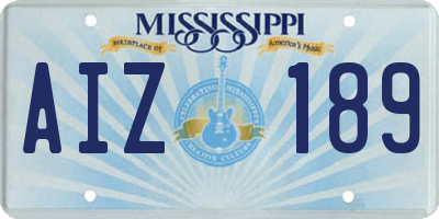 MS license plate AIZ189