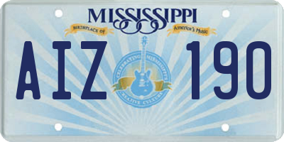 MS license plate AIZ190