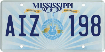 MS license plate AIZ198