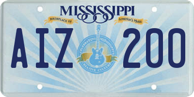 MS license plate AIZ200