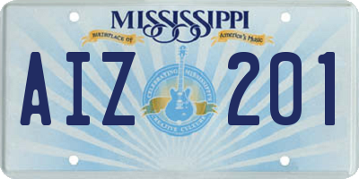 MS license plate AIZ201
