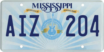 MS license plate AIZ204