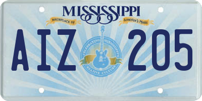 MS license plate AIZ205