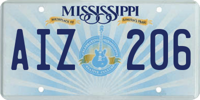 MS license plate AIZ206