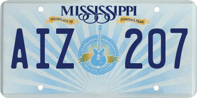 MS license plate AIZ207
