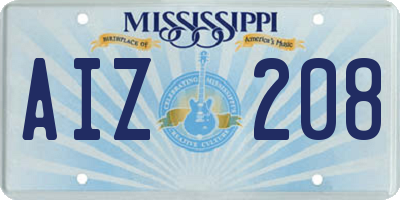 MS license plate AIZ208