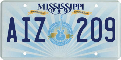 MS license plate AIZ209