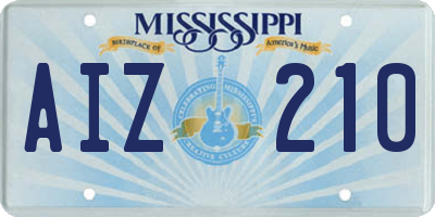 MS license plate AIZ210