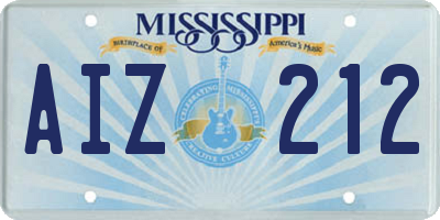 MS license plate AIZ212