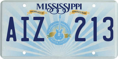 MS license plate AIZ213