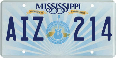 MS license plate AIZ214